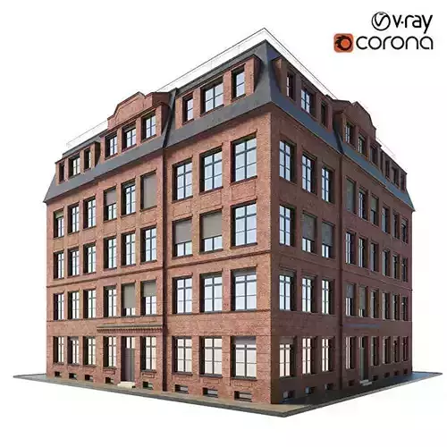Building brick with windows and balconies 3D model