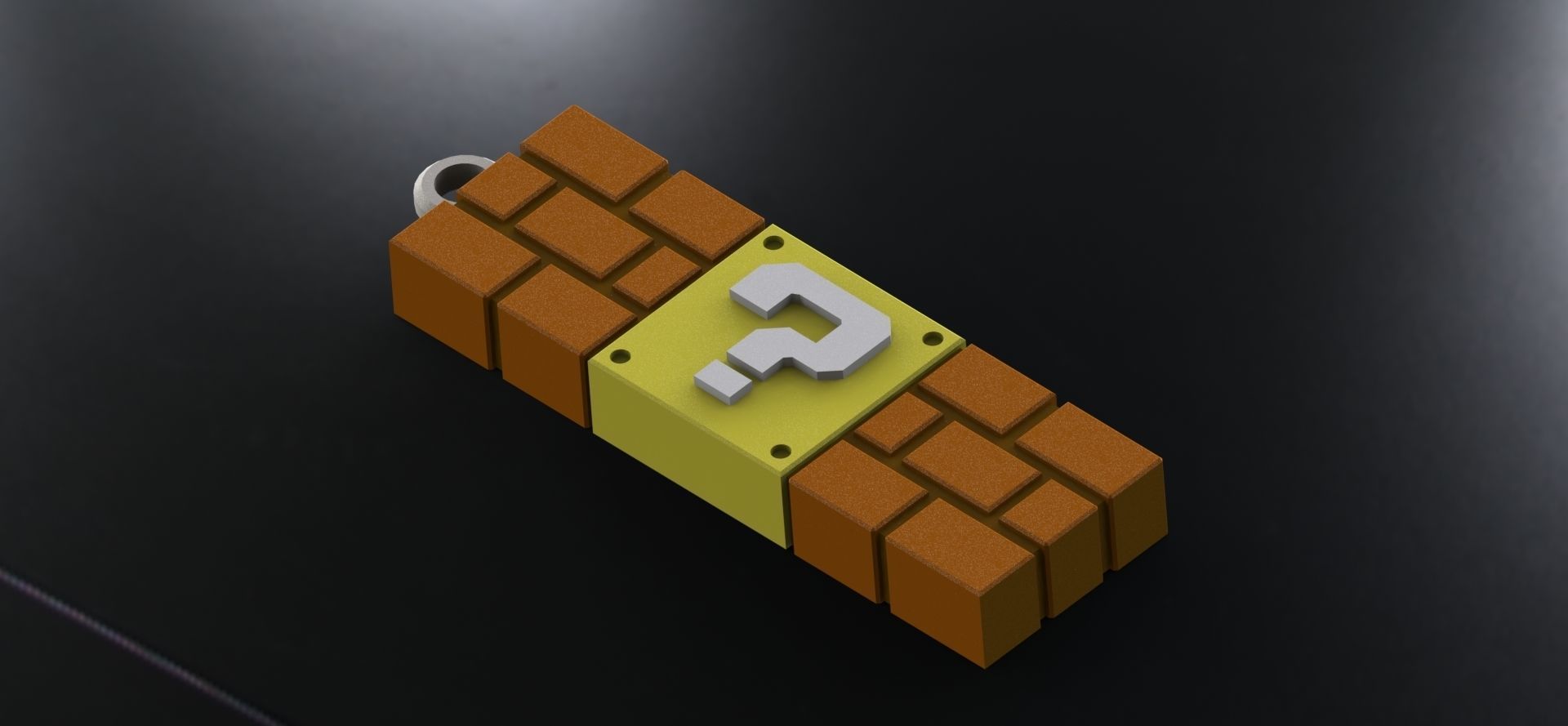 Block question super mario keychain 3D print model_3