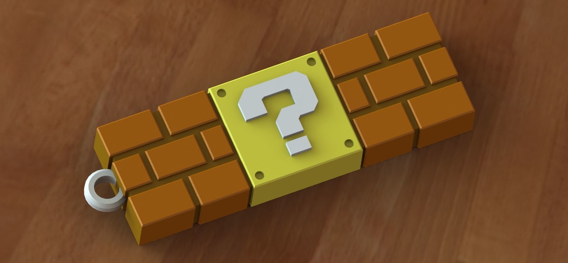 Block question super mario keychain 3D print model_2
