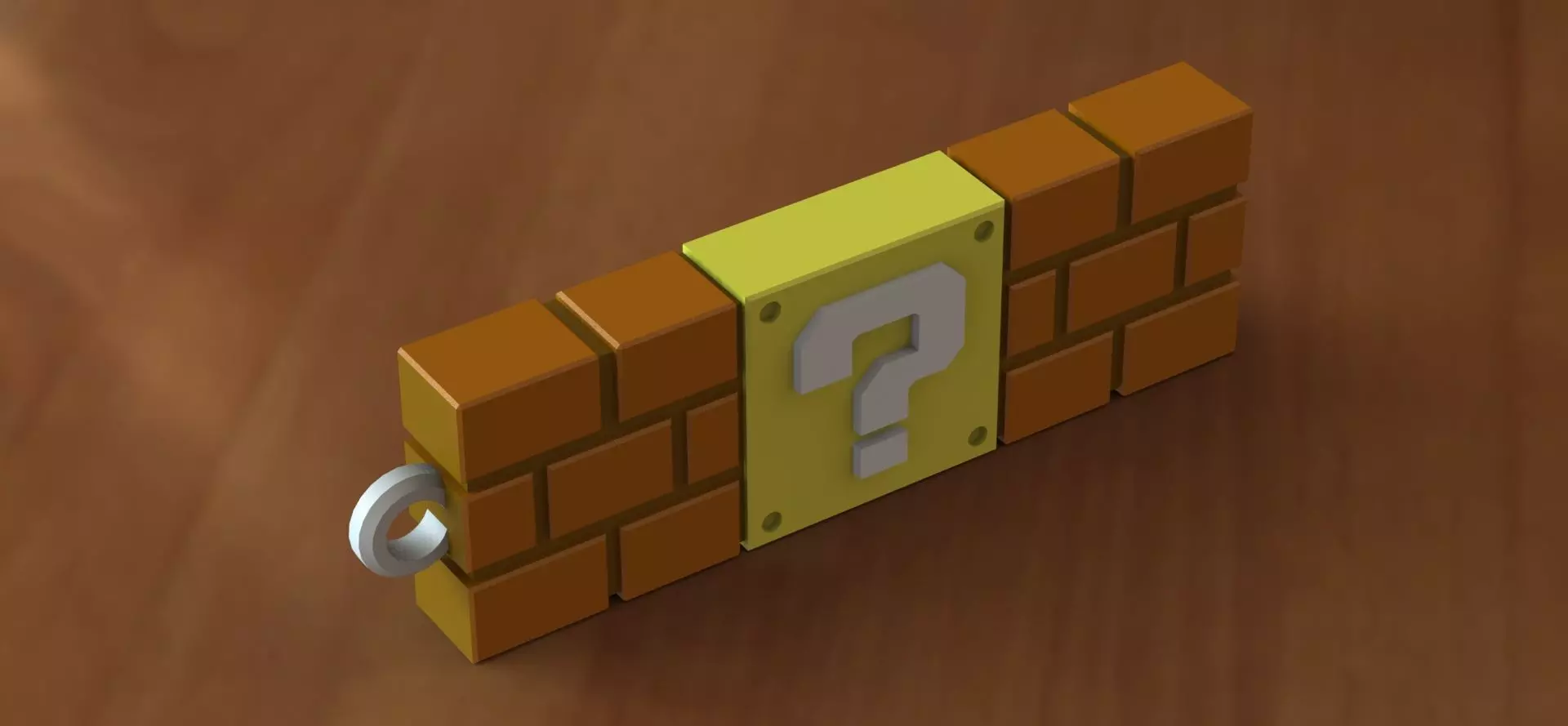 Block question super mario keychain 3D print model_0