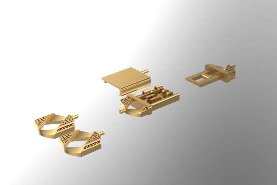 Square chain bracelet and lock STL 3D model_3