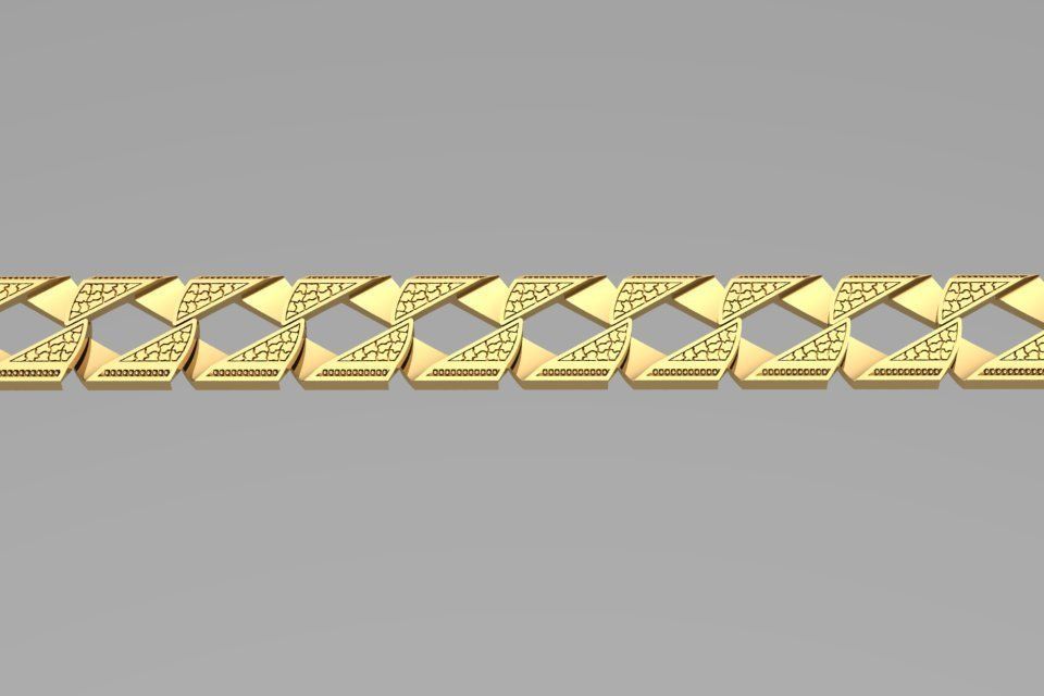 Square chain bracelet and lock STL 3D model_10