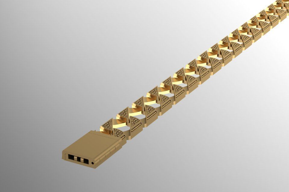 Square chain bracelet and lock STL 3D model_7