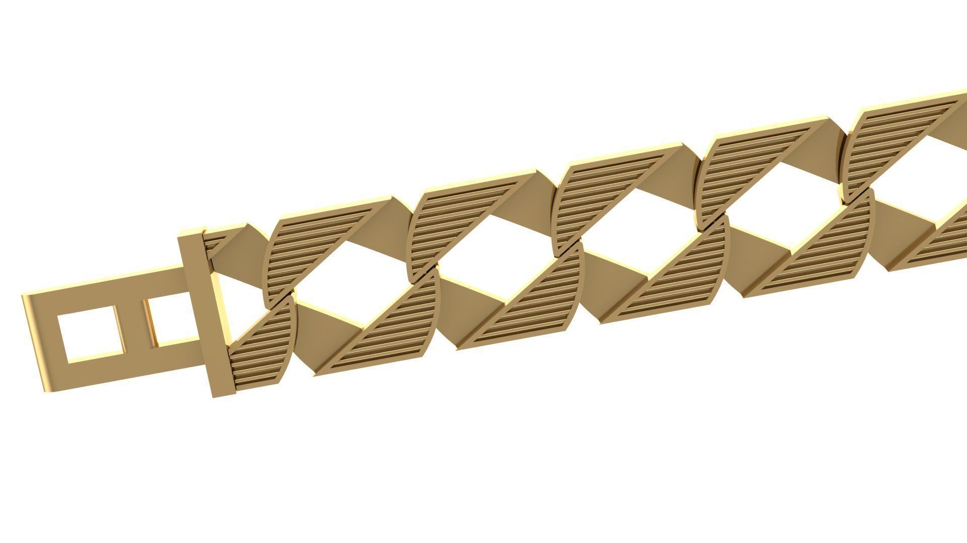 Square chain bracelet and lock STL 3D model_6