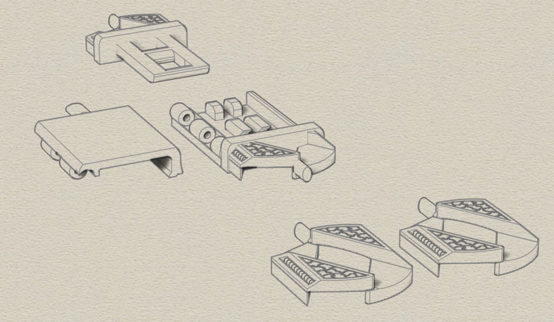Square chain bracelet and lock STL 3D model_13