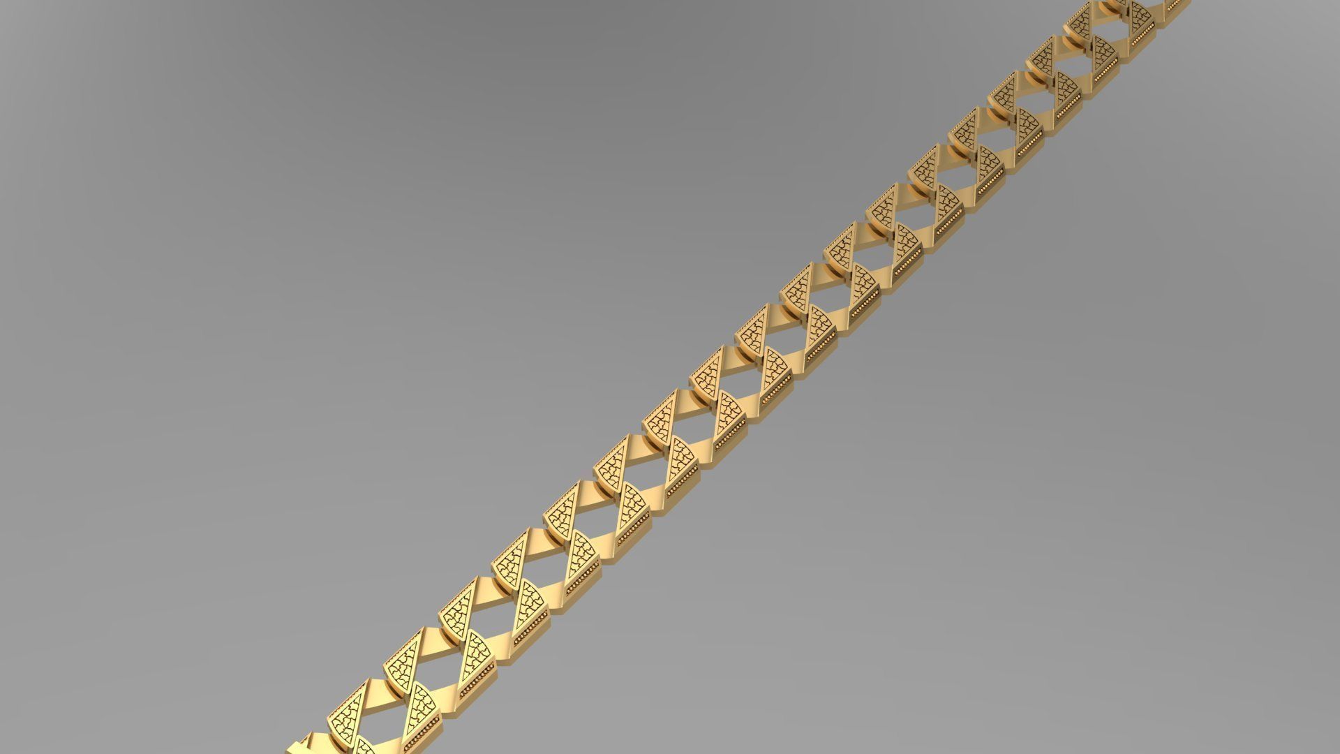 Square chain bracelet and lock STL 3D model_4