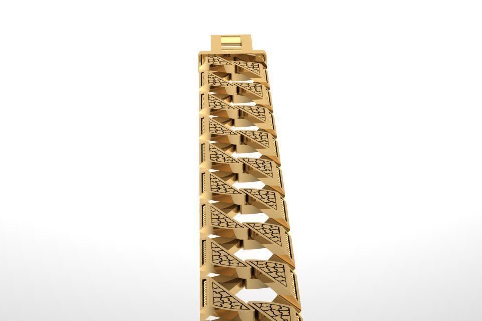 Square chain bracelet and lock STL 3D model_9