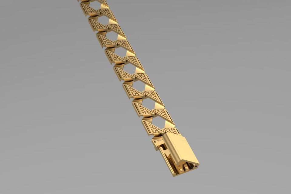 Square chain bracelet and lock STL 3D model_5