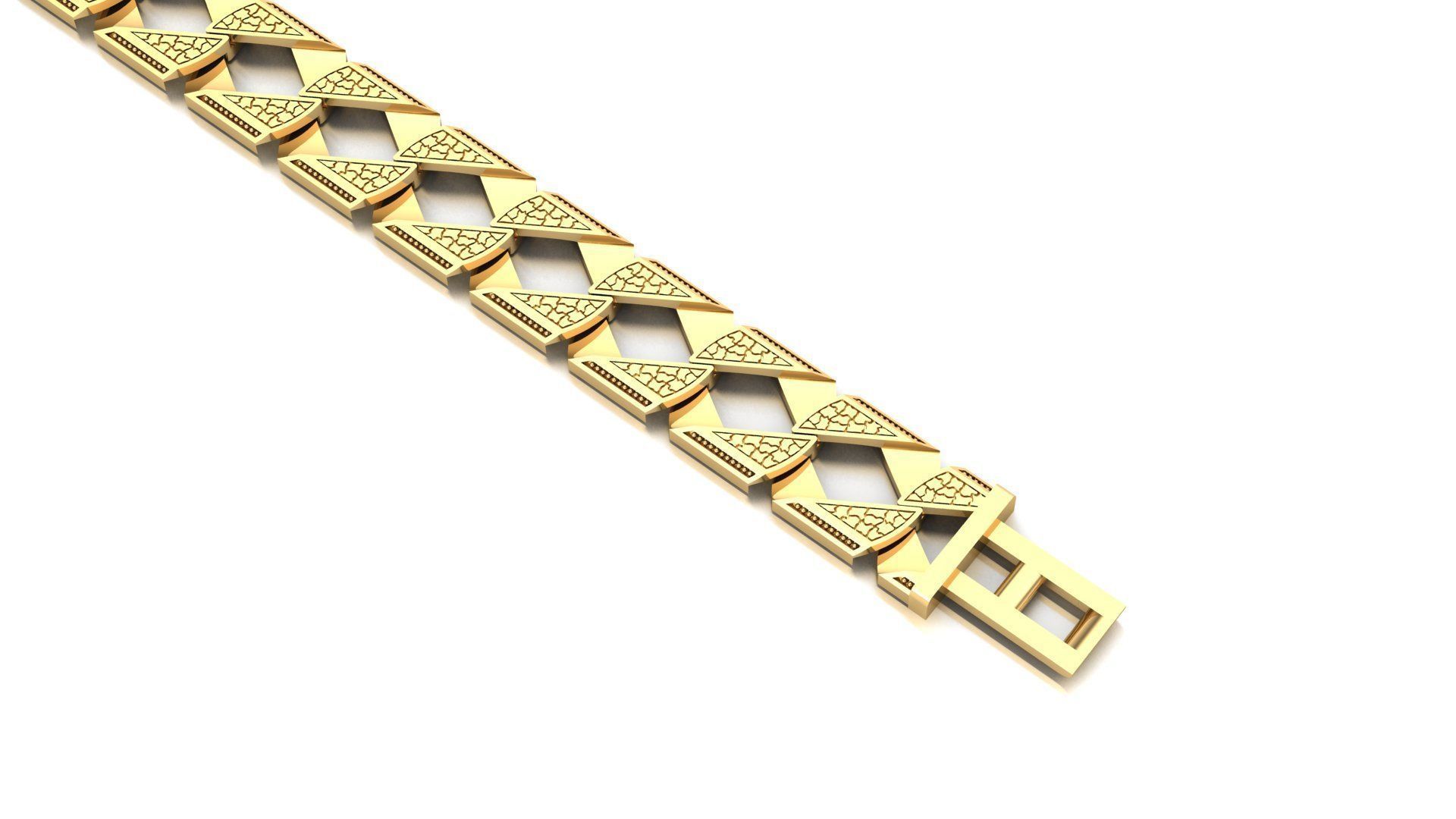 Square chain bracelet and lock STL 3D model_2