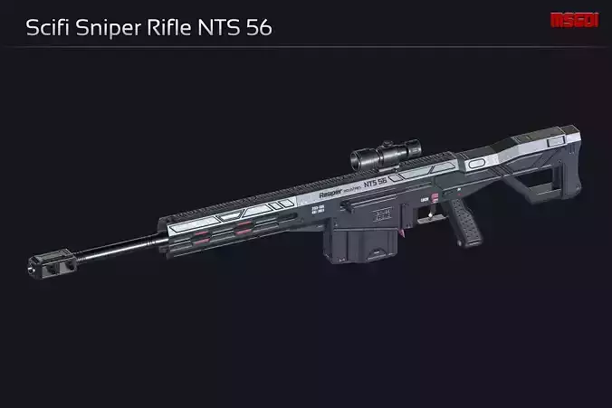 Scifi Sniper Rifle NTS 56 Low-poly 3D model