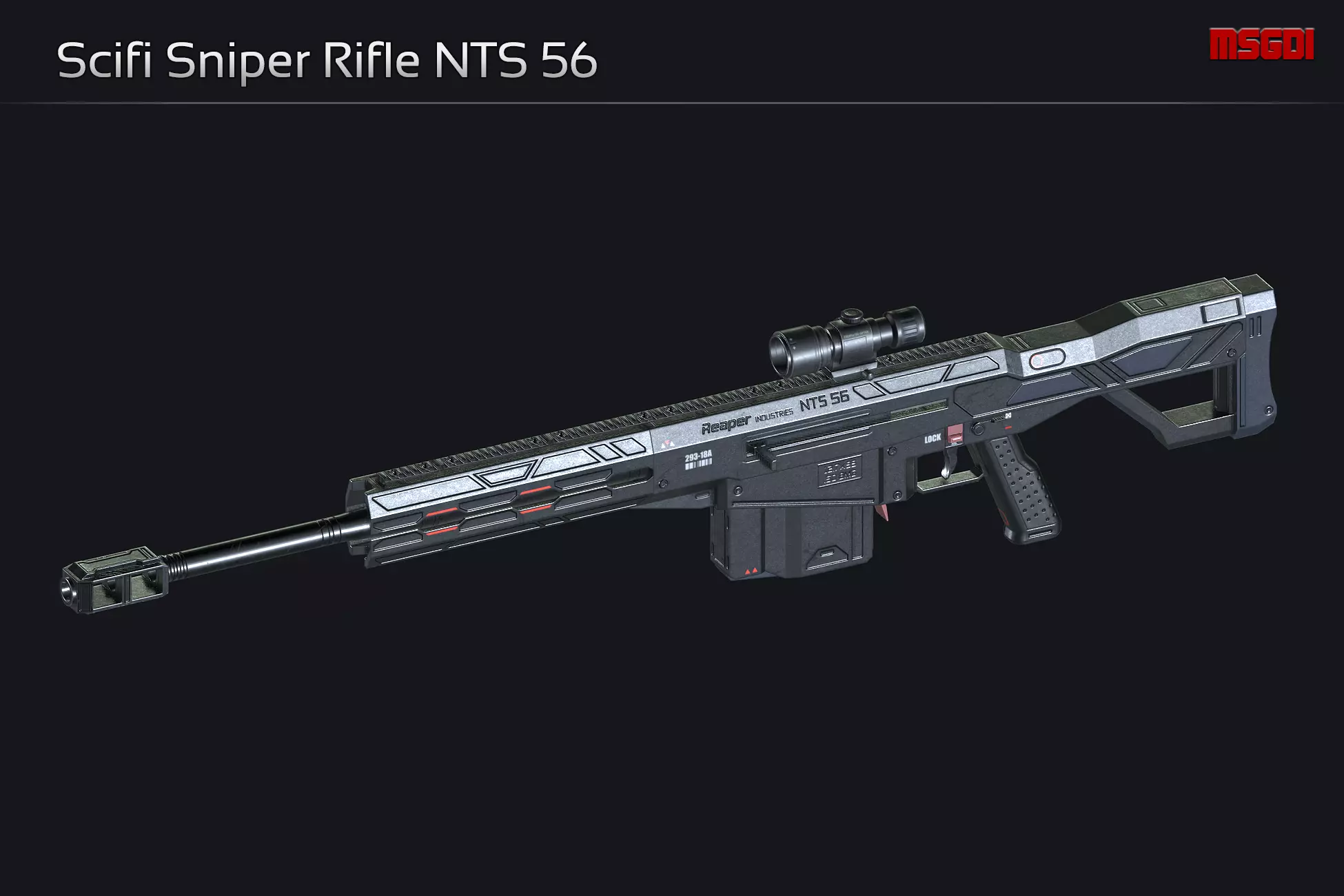 Scifi Sniper Rifle NTS 56 Low-poly 3D model_0