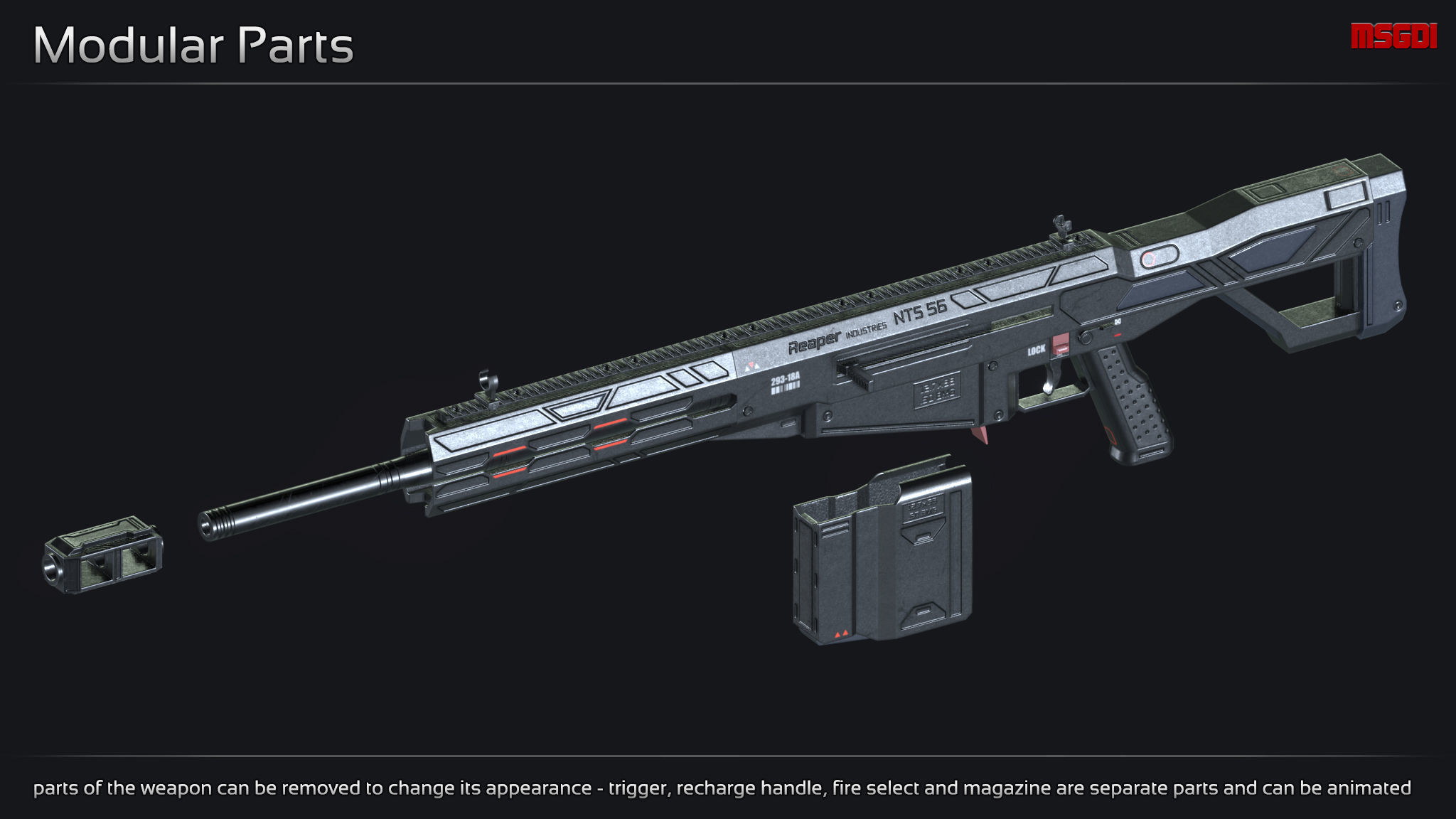 Scifi Sniper Rifle NTS 56 Low-poly 3D model_2