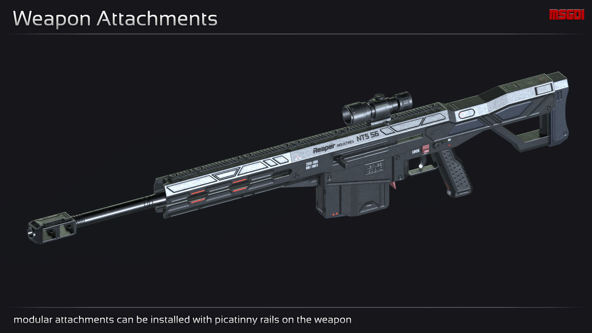 Scifi Sniper Rifle NTS 56 Low-poly 3D model_5