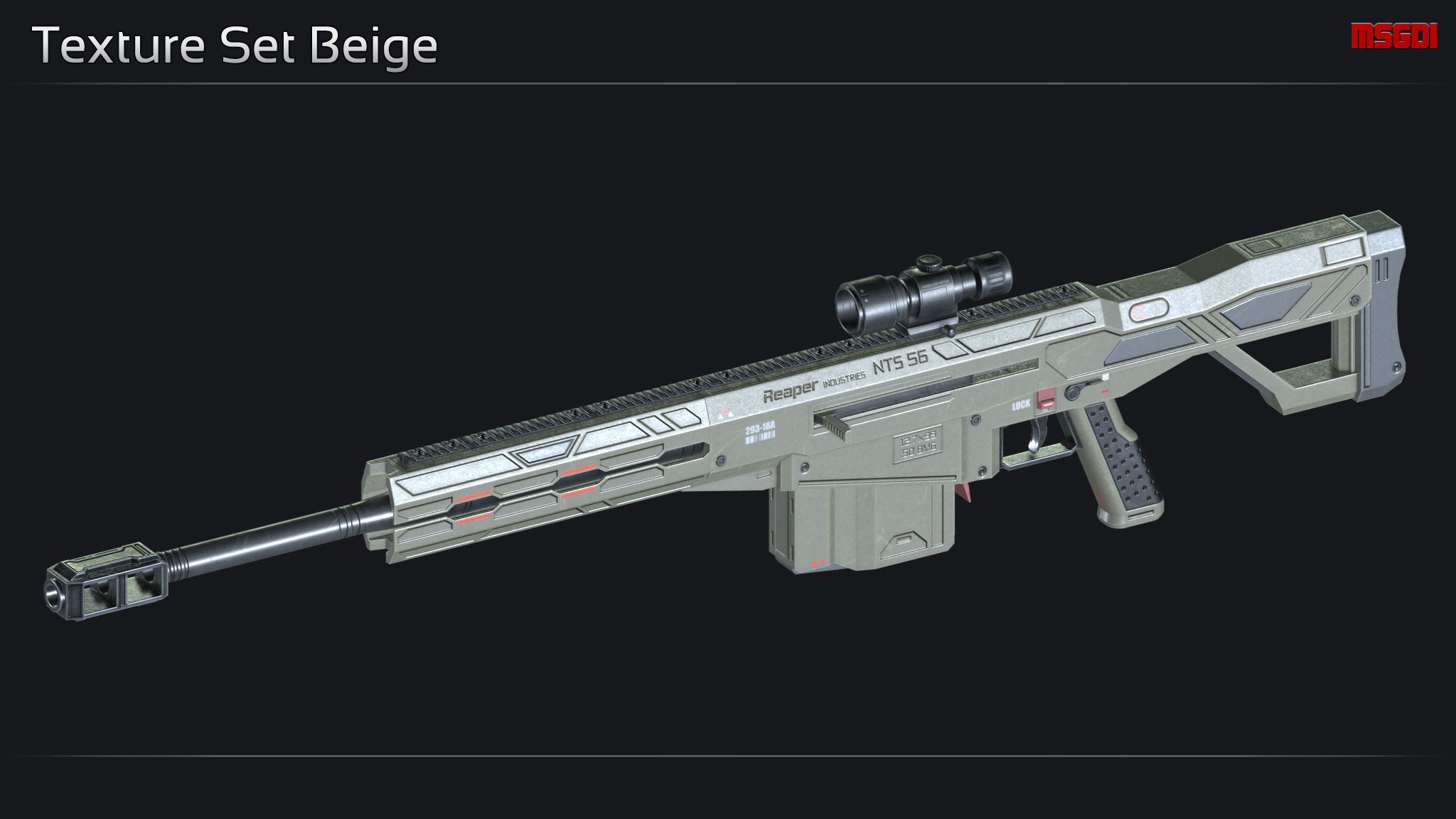 Scifi Sniper Rifle NTS 56 Low-poly 3D model_11