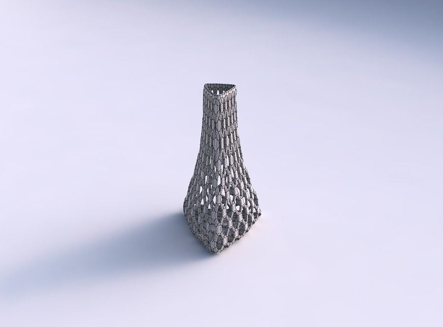Vase grounded triangle with bubble grid lattice 3D print model_5