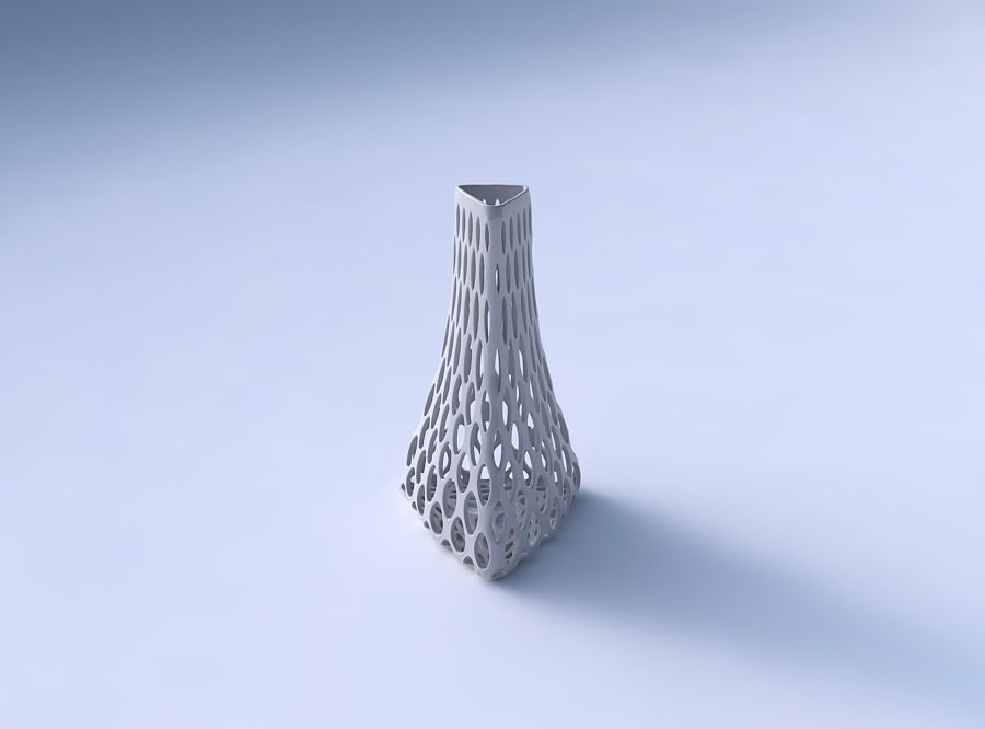 Vase grounded triangle with bubble grid lattice 3D print model_3