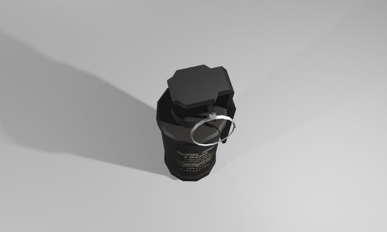 Flash Grenade - Flare Explosive - Granada   Low-poly 3D model_2