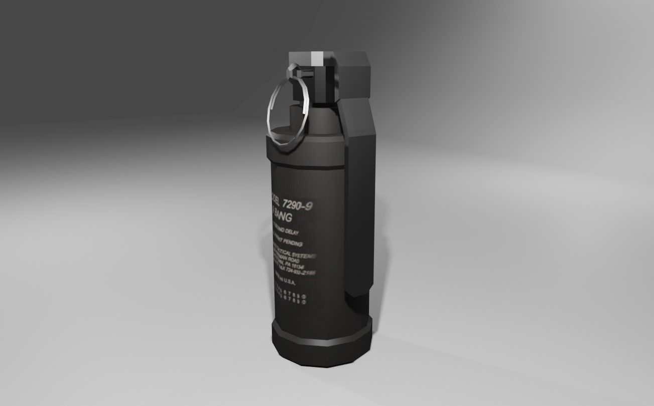 Flash Grenade - Flare Explosive - Granada   Low-poly 3D model_1