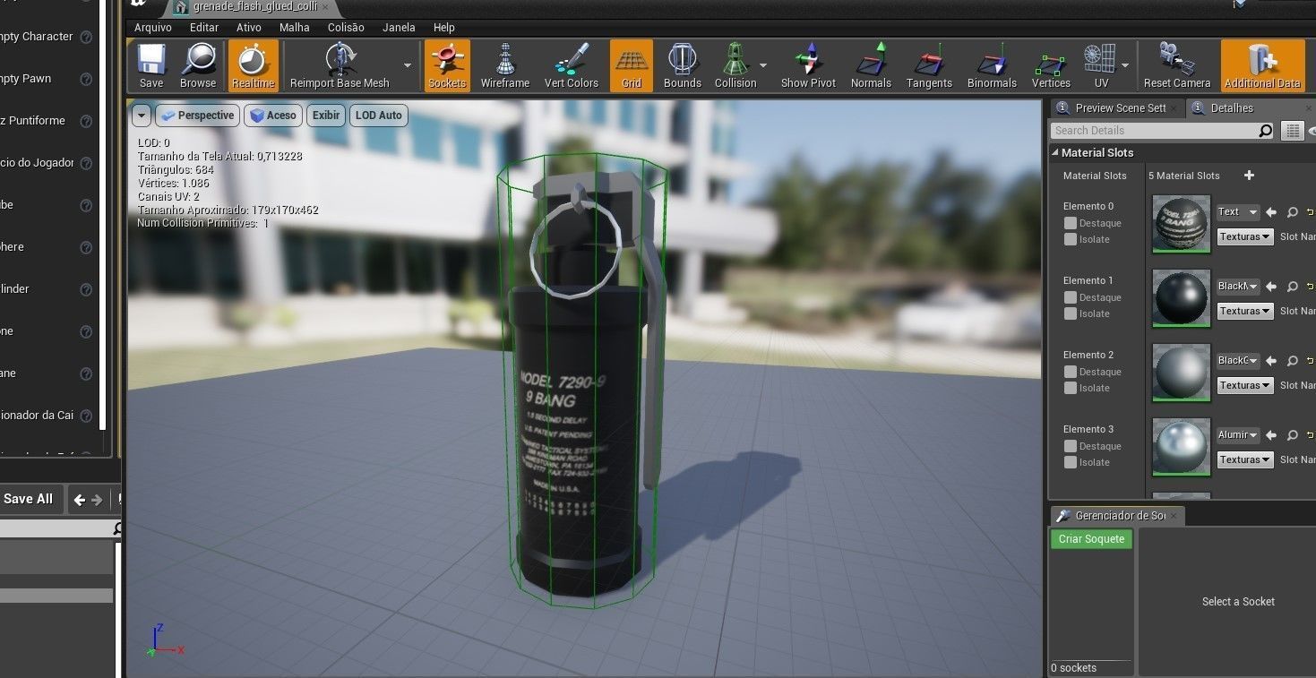 Flash Grenade - Flare Explosive - Granada   Low-poly 3D model_17