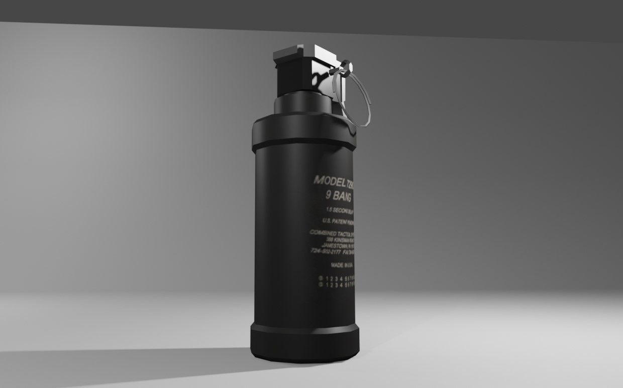 Flash Grenade - Flare Explosive - Granada   Low-poly 3D model_9