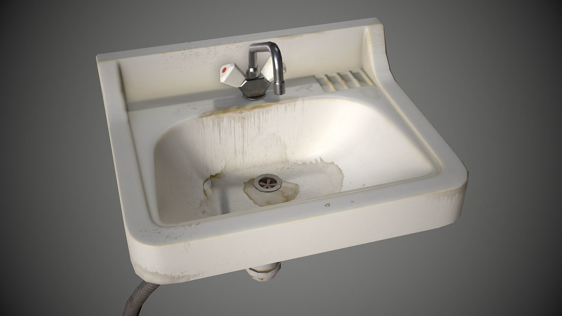 Sink Retro Old Low-poly 3D model_9