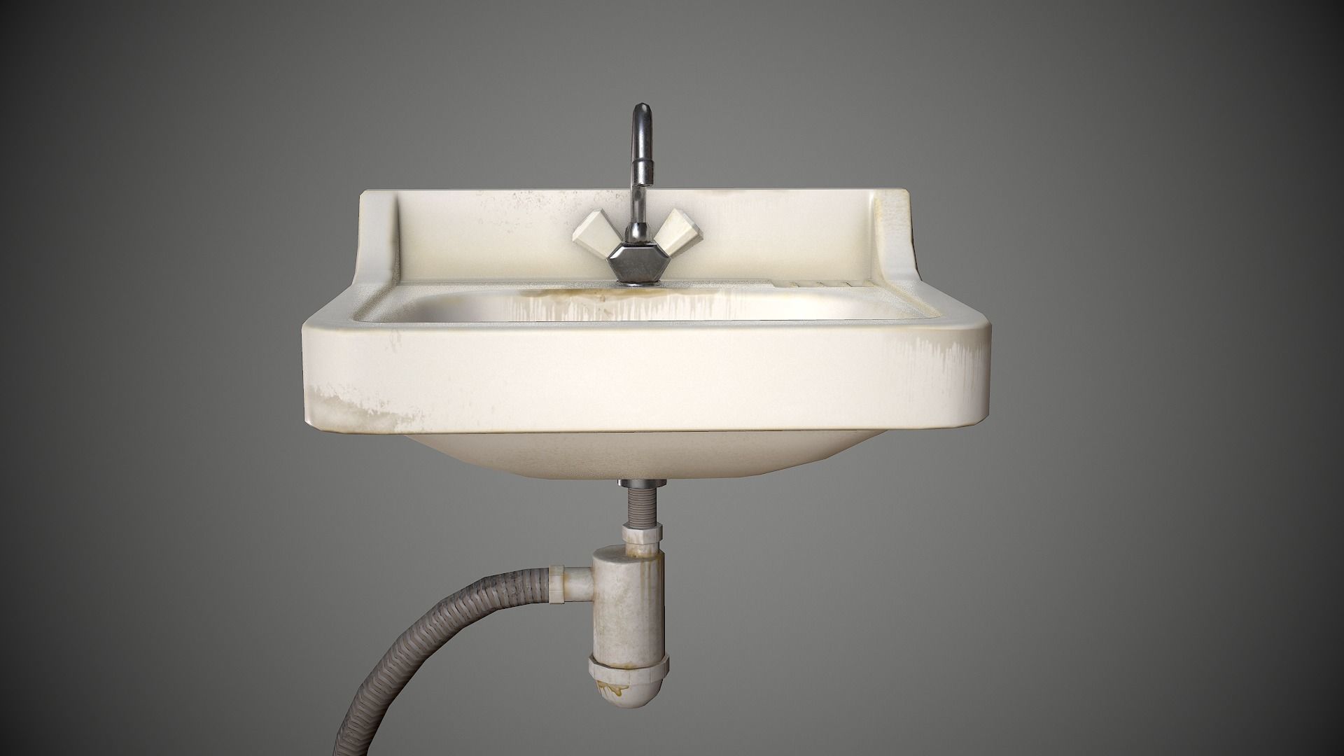 Sink Retro Old Low-poly 3D model_3