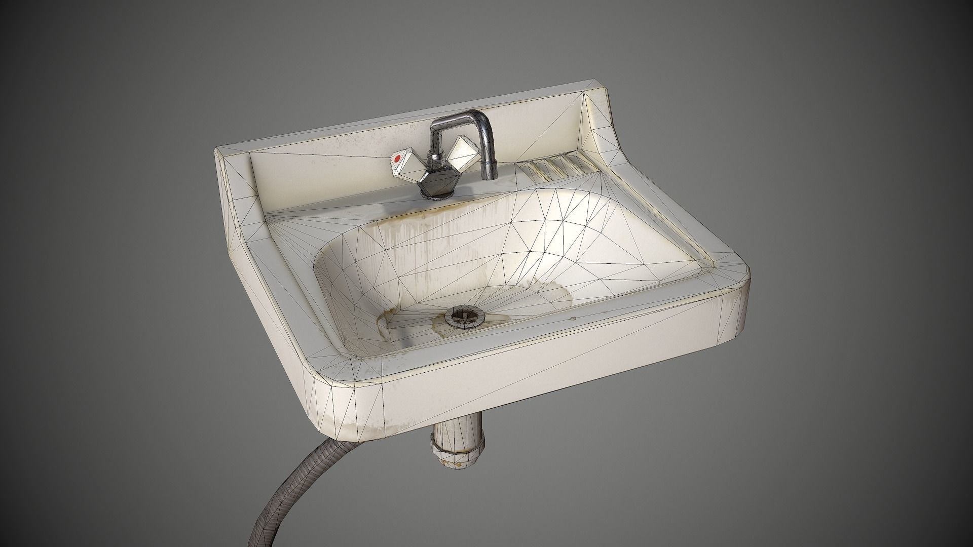 Sink Retro Old Low-poly 3D model_1