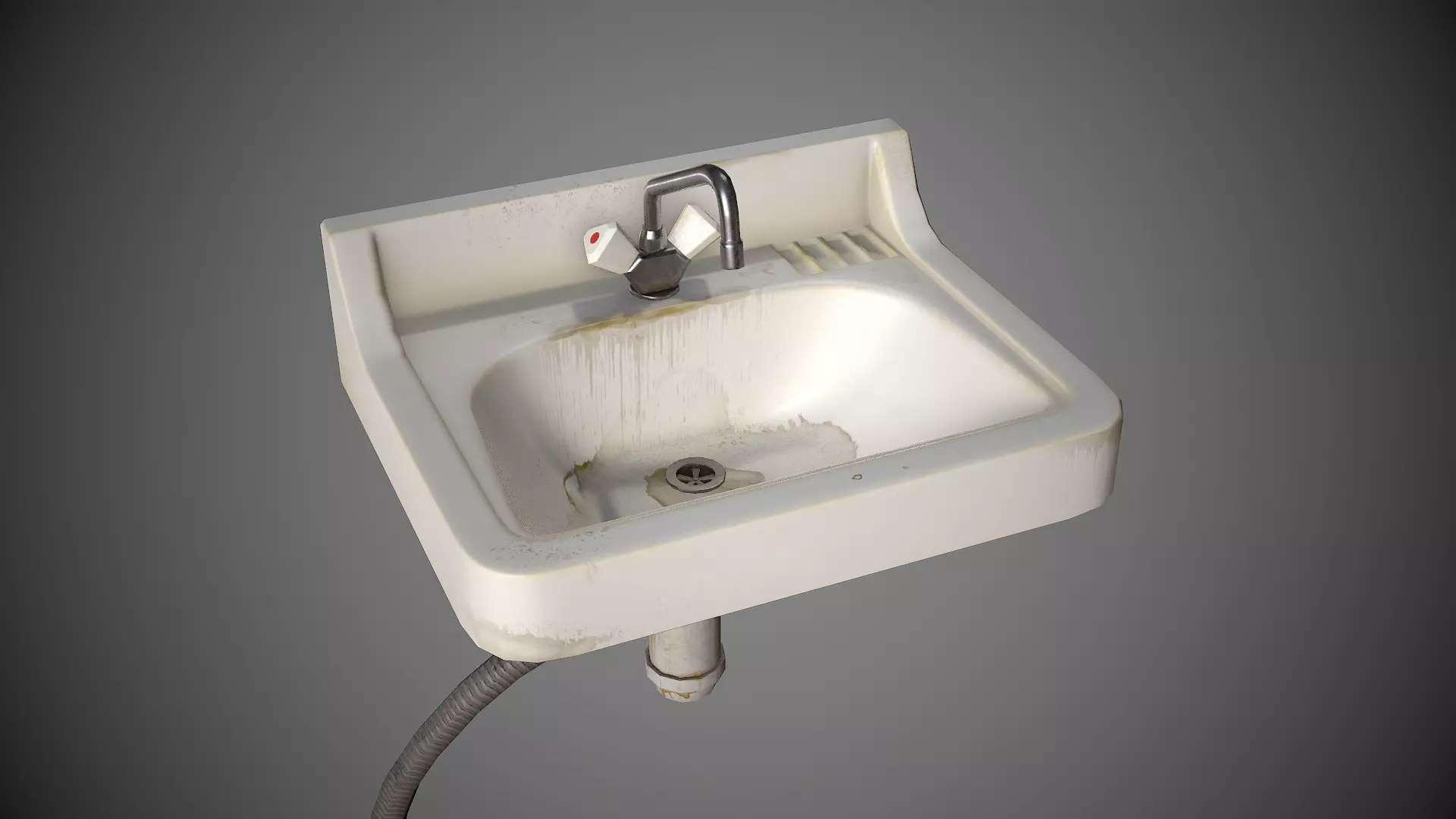 Sink Retro Old Low-poly 3D model_0