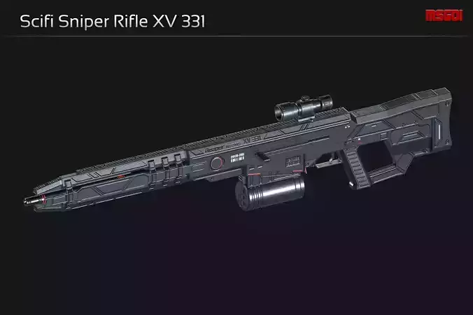 Scifi Sniper Rifle XV 331 Low-poly 3D model