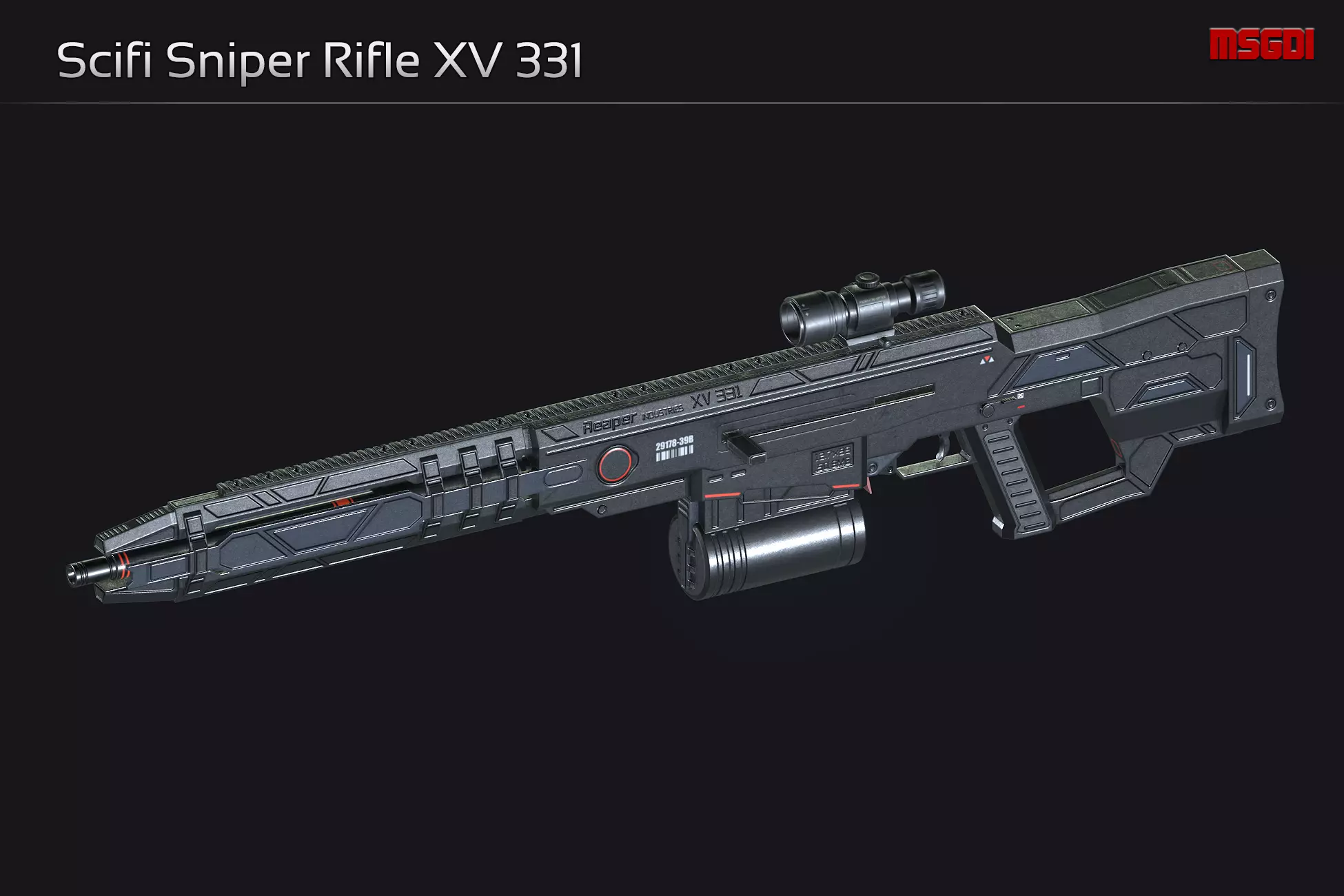 Scifi Sniper Rifle XV 331 Low-poly 3D model_0