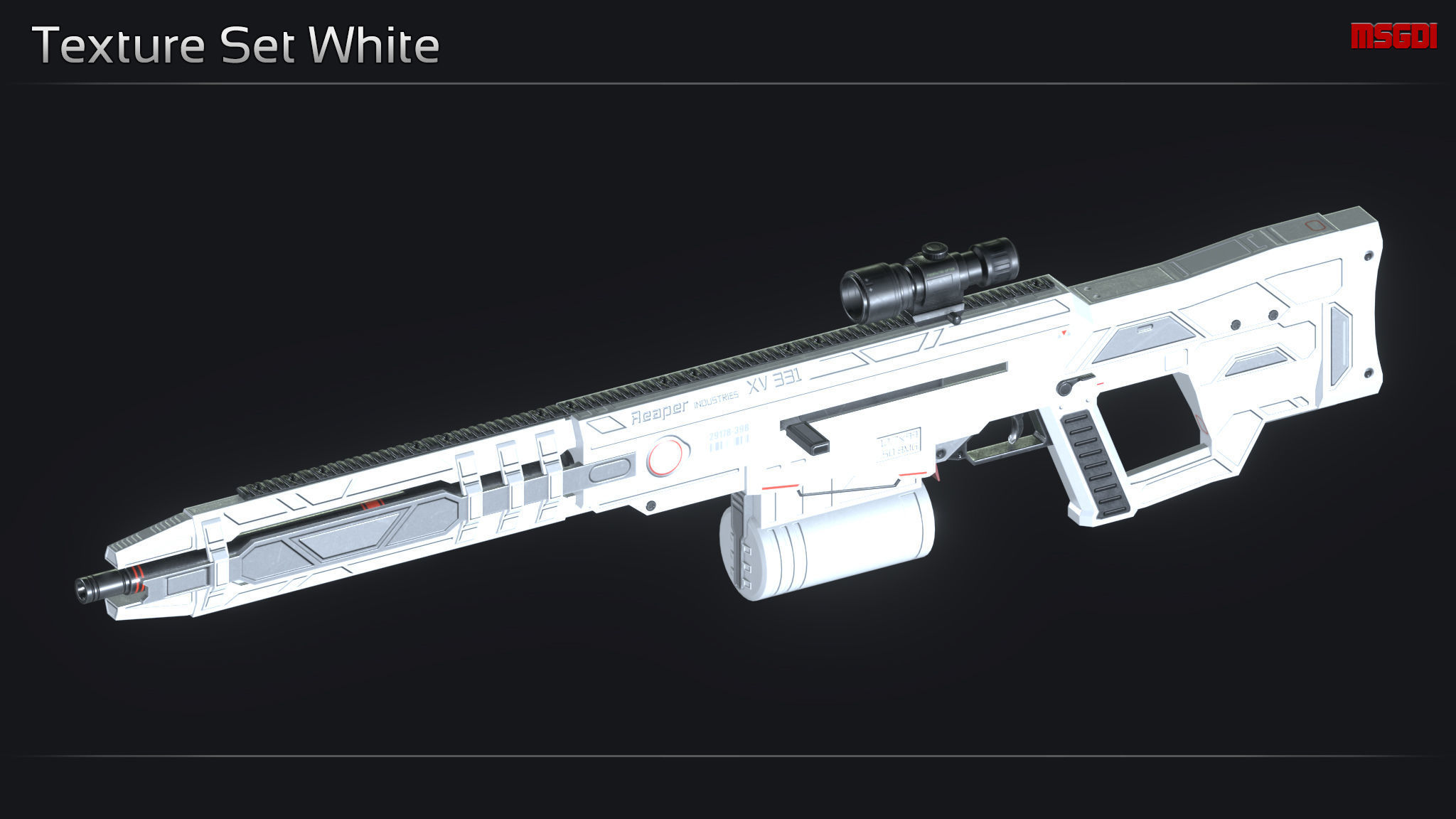 Scifi Sniper Rifle XV 331 Low-poly 3D model_14