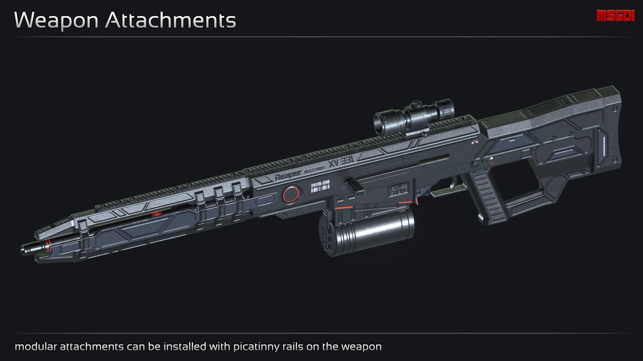Scifi Sniper Rifle XV 331 Low-poly 3D model_5