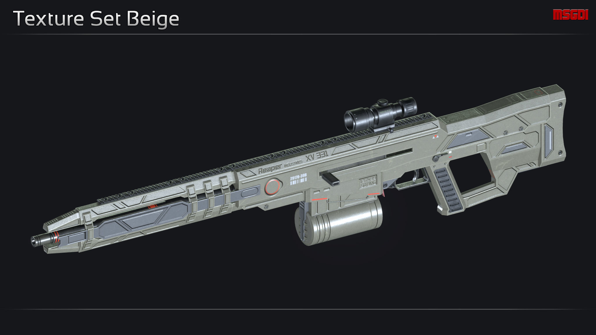 Scifi Sniper Rifle XV 331 Low-poly 3D model_11