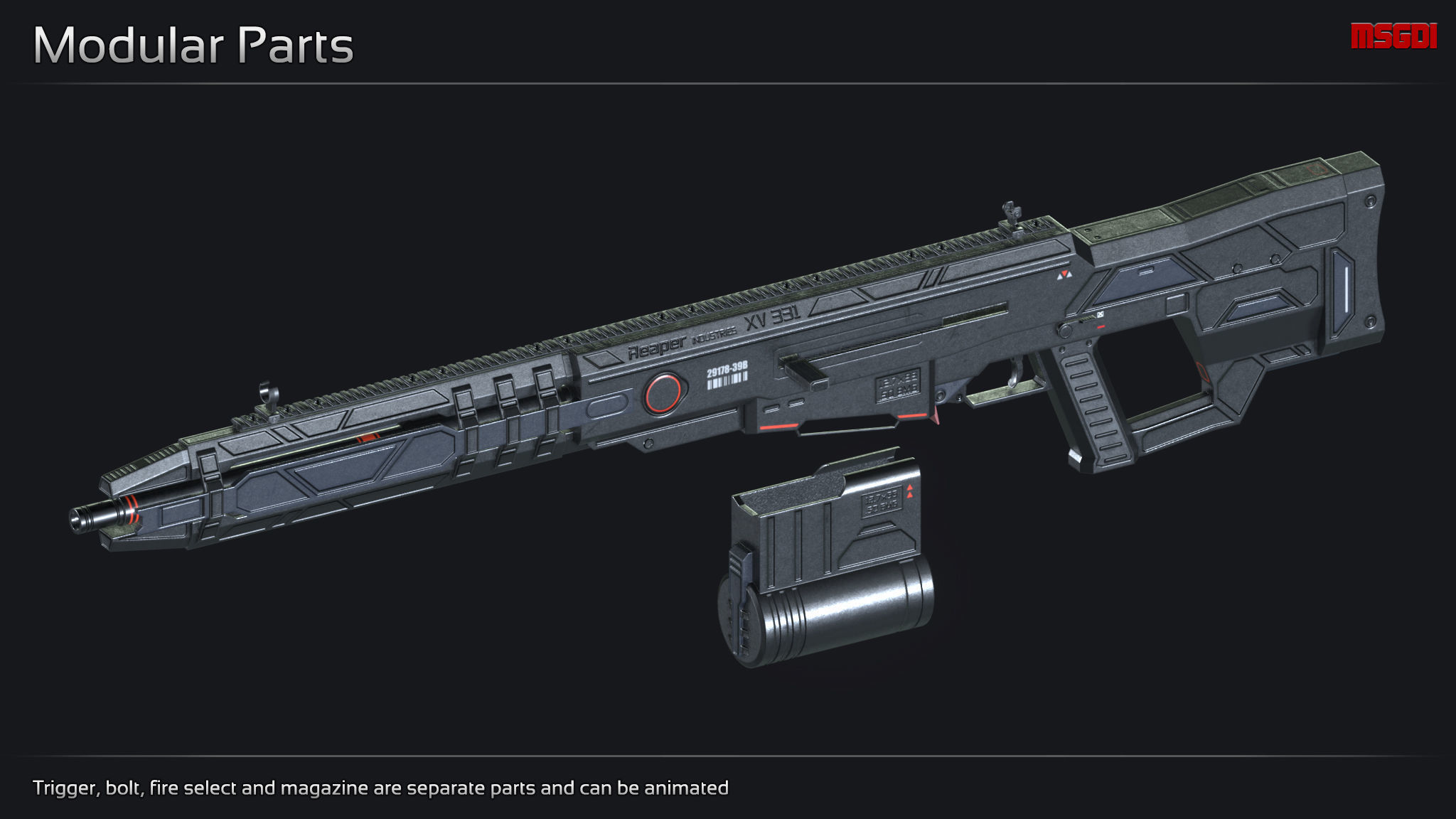 Scifi Sniper Rifle XV 331 Low-poly 3D model_2