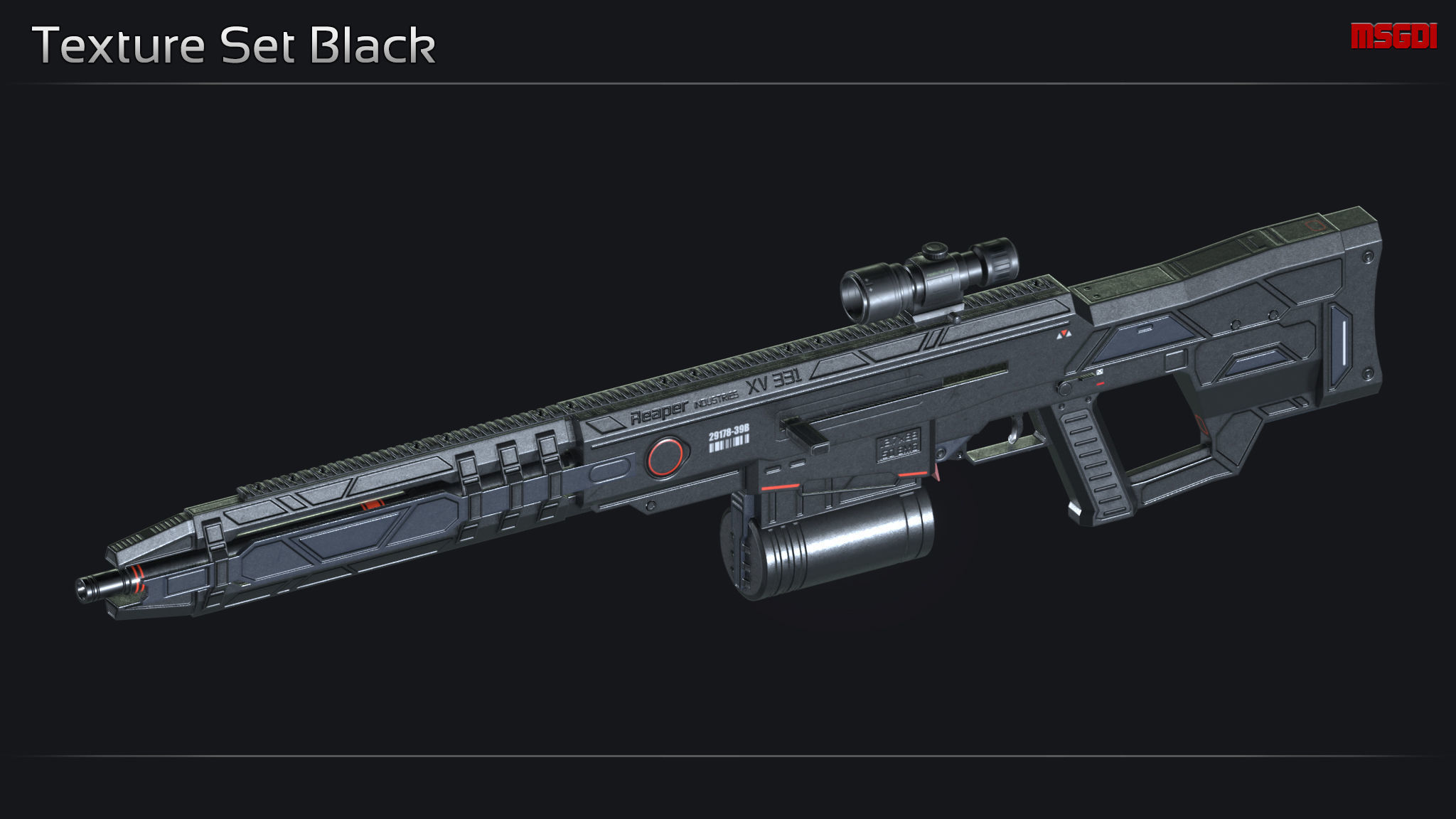 Scifi Sniper Rifle XV 331 Low-poly 3D model_10