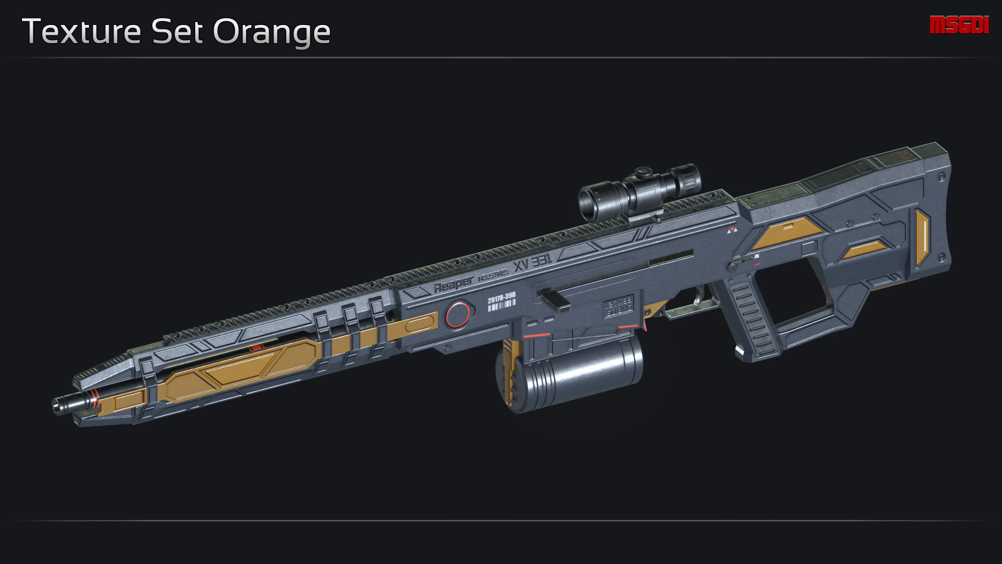 Scifi Sniper Rifle XV 331 Low-poly 3D model_12