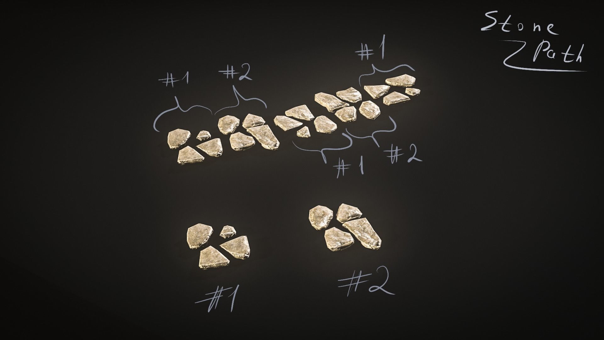 Stones and stairs medieval modular kit bash  Low-poly 3D model_3