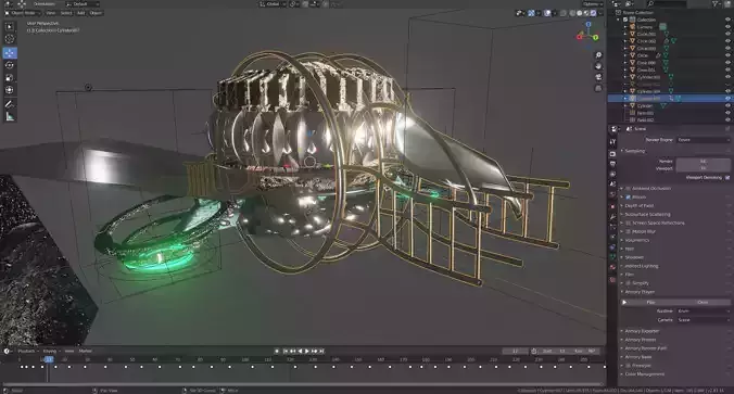 sci-fi ship with animations