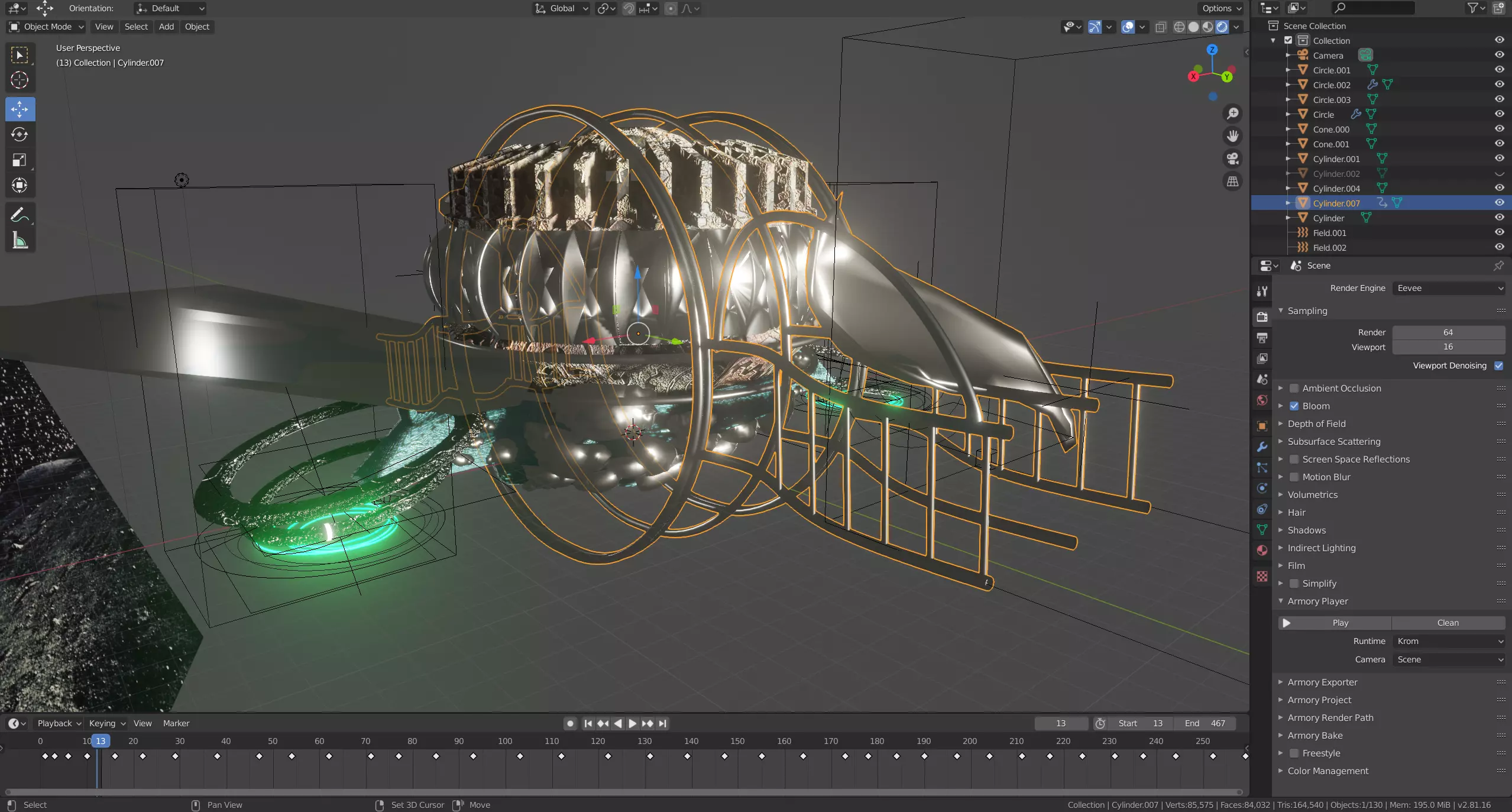 sci-fi ship with animations 3D model