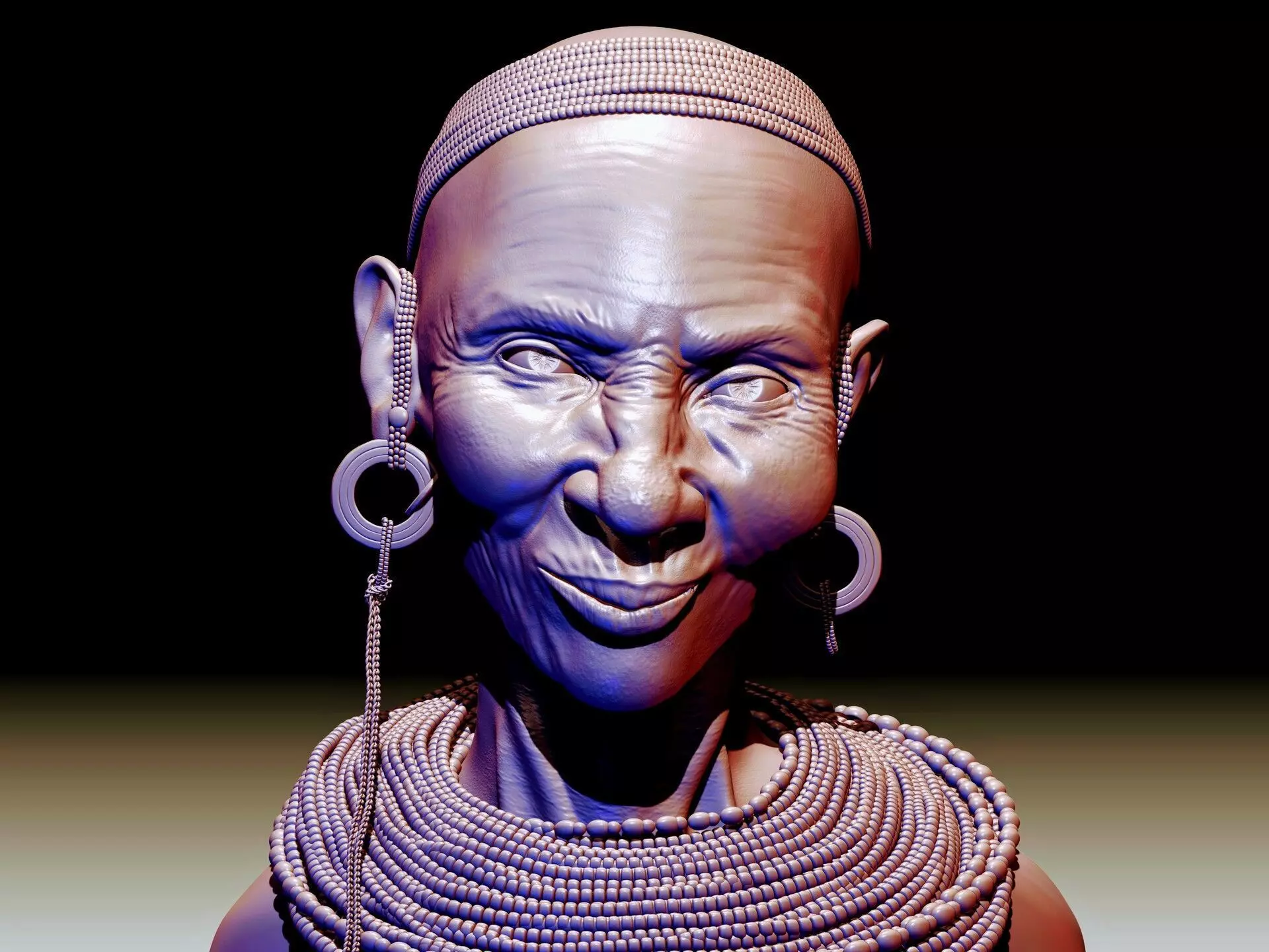 Old  African Lady Face  3D print model_0