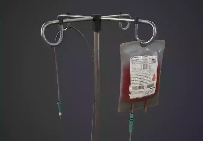 Medical IV Blood Bag Stand PBR Game Ready