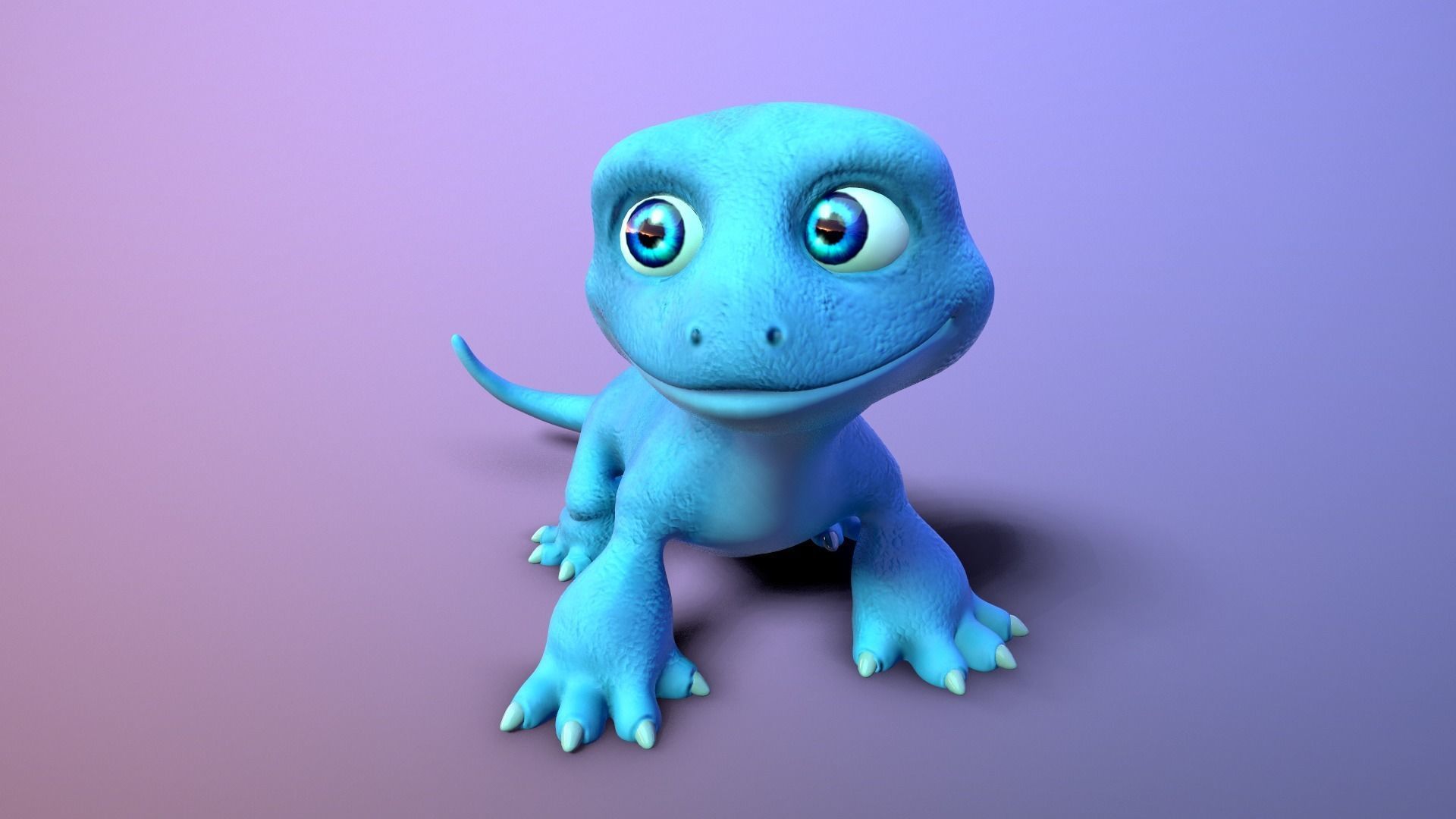 cartoon lizard Low-poly 3D model_2