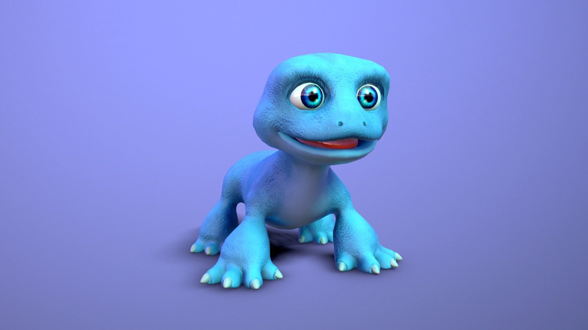 cartoon lizard Low-poly 3D model_4
