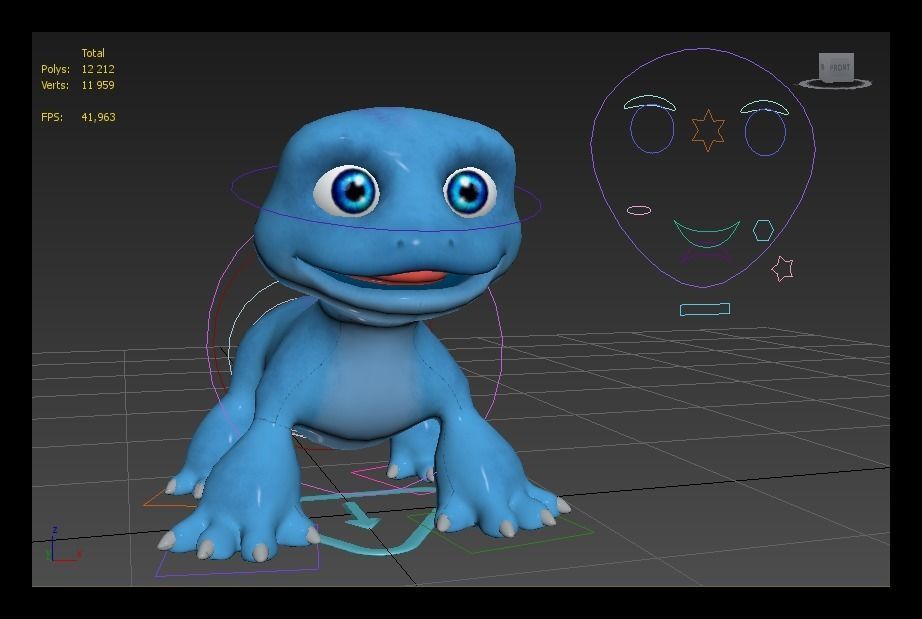 cartoon lizard Low-poly 3D model_9