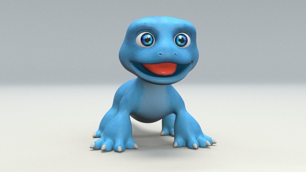 cartoon lizard Low-poly 3D model_7