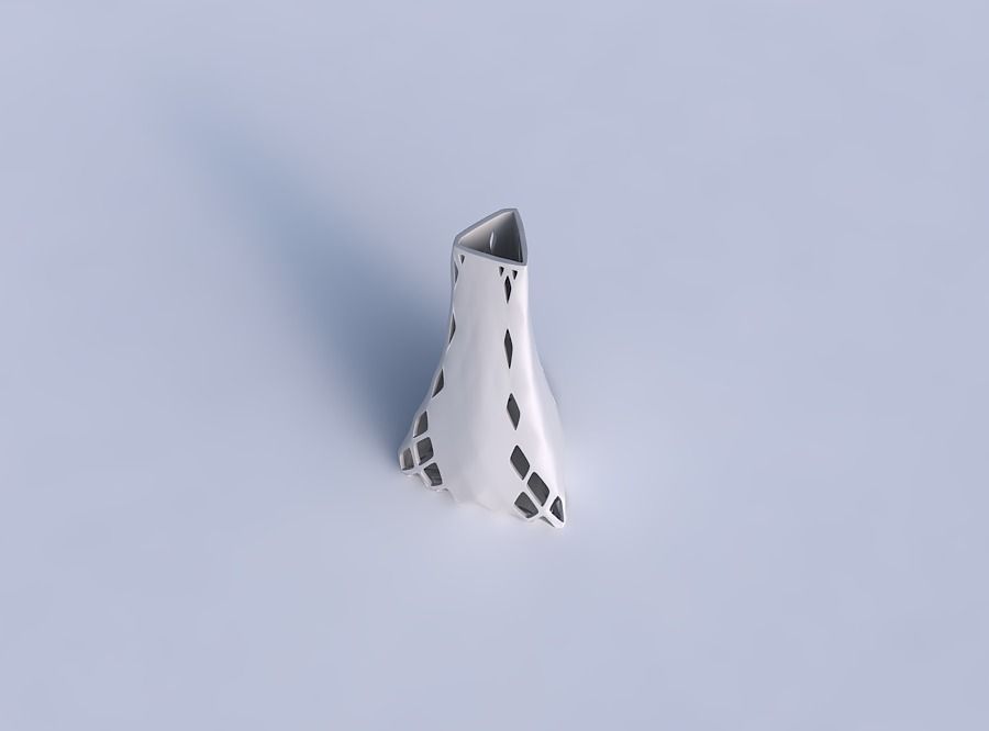 Vase grounded triangle with diagonal grid lattice 2 3D print model_1