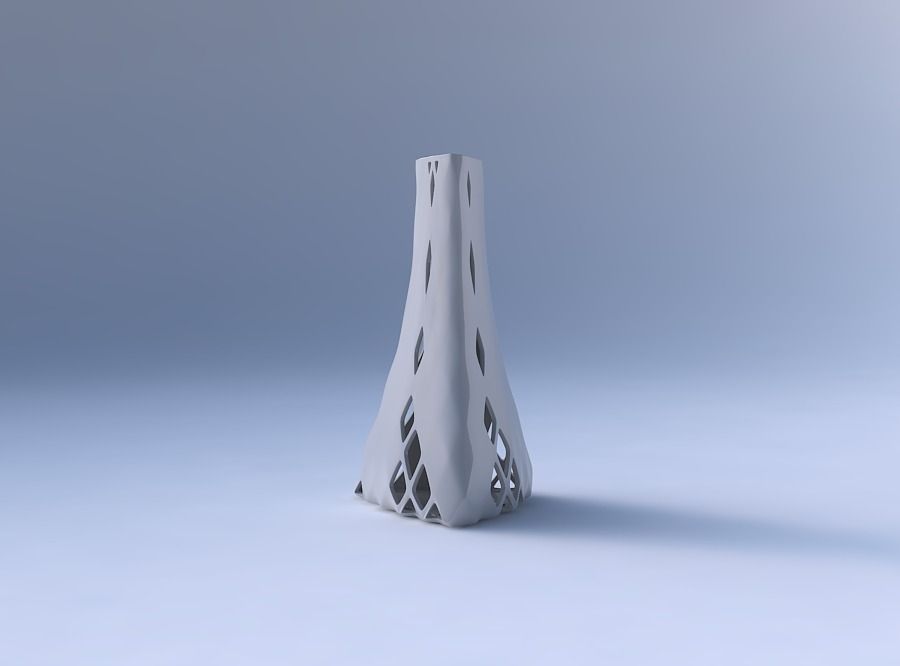 Vase grounded triangle with diagonal grid lattice 2 3D print model_4