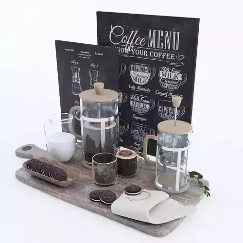 French Press and Coffee Set 3D model