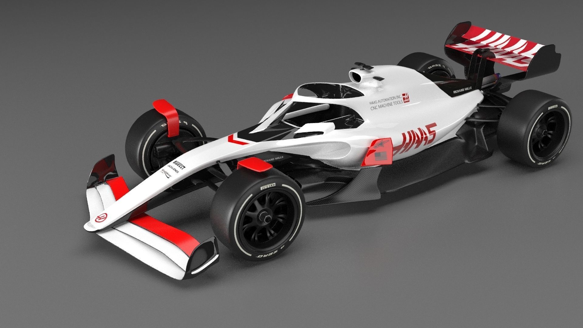 f1 haas 2021 - 2023 concept Low-poly 3D model_48