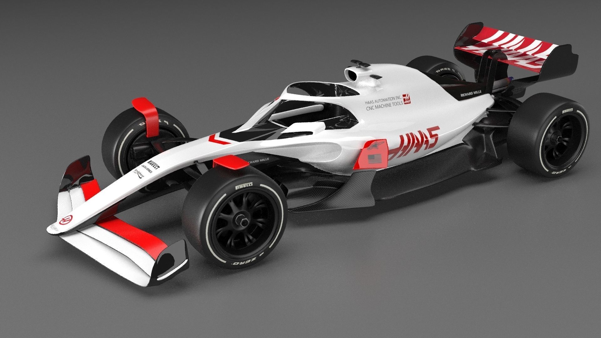 f1 haas 2021 - 2023 concept Low-poly 3D model_49